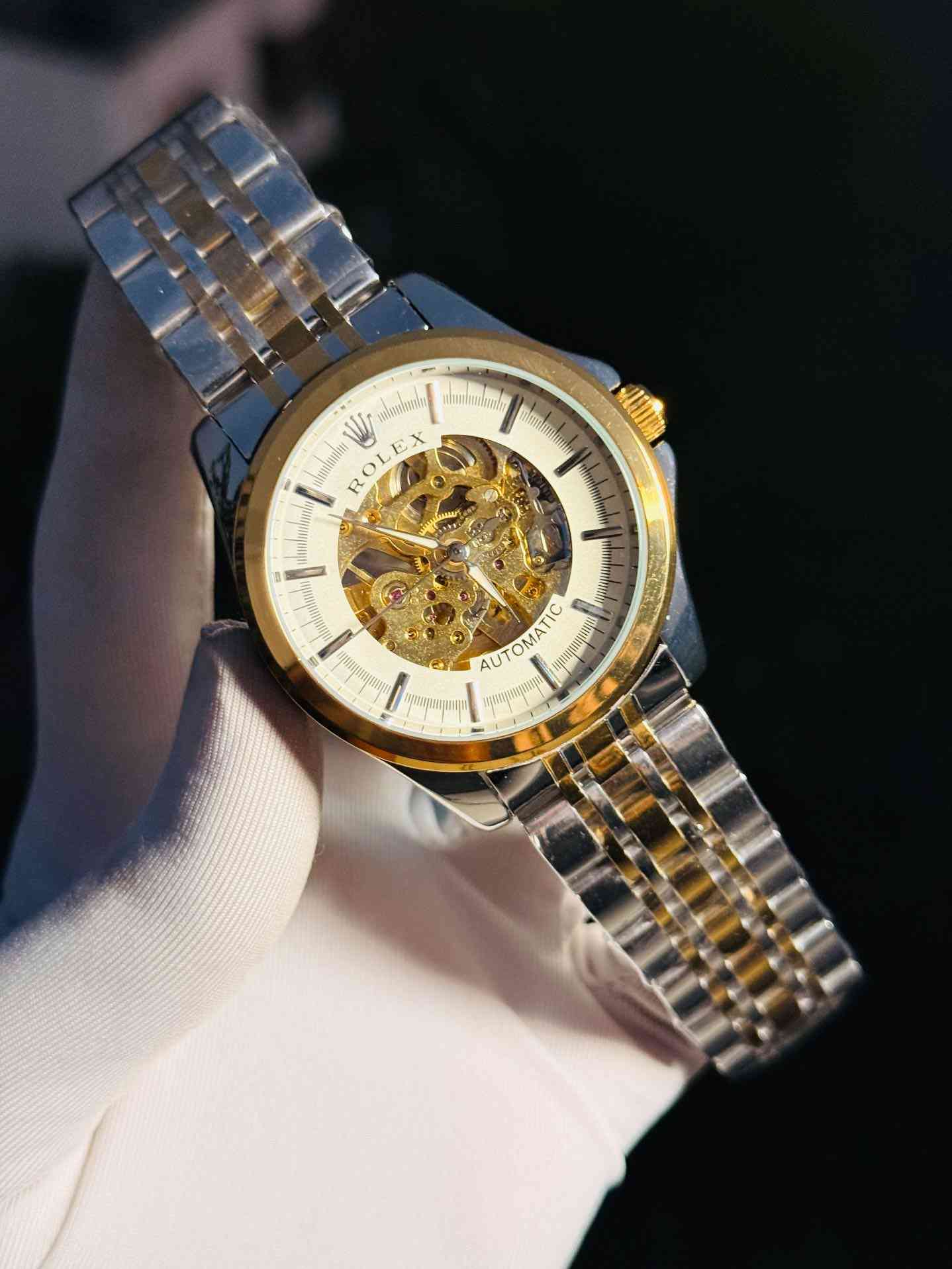Rolex Luxury Men's Skeleton Automatic Watch Stainless Steel